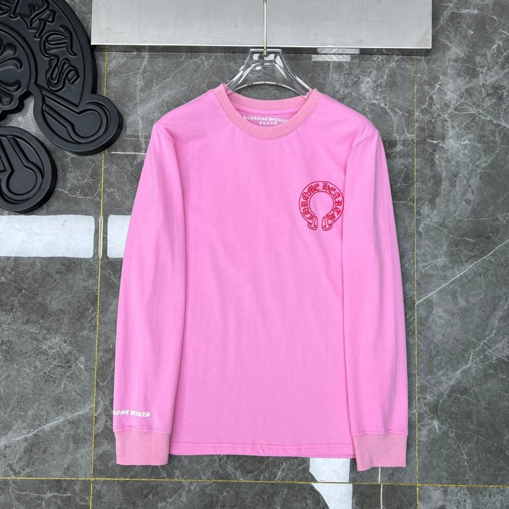 Chrome Hearts Pink Cross Logo Long Sleeve Tee